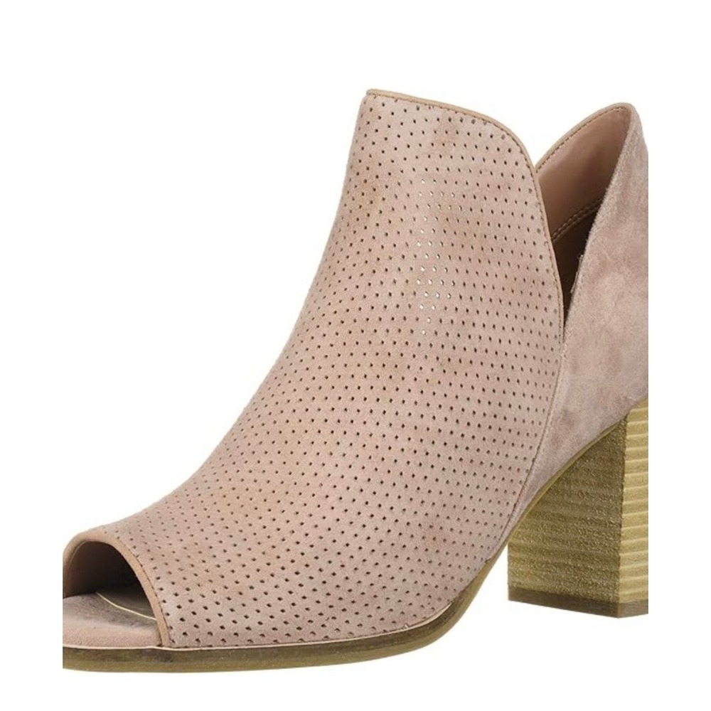 Cole Haan Shiloh Open Toe Booties Women 7.5 Tan  Perforated Suede W14716